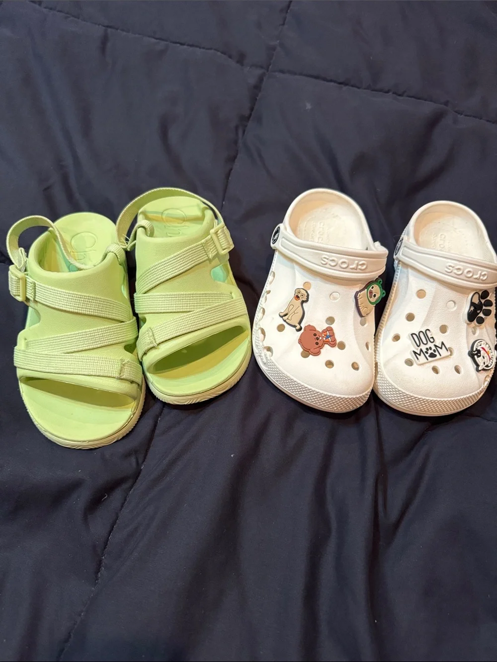 Crocs Kids' White Classic Clog and Chaco Lime Green Strappy Sandal Set